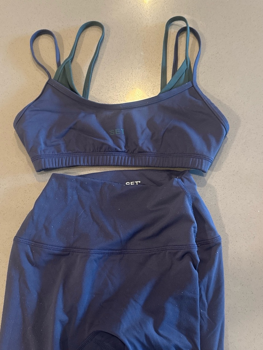 Set Active Women's Navy Blue sports bra and leggings Set